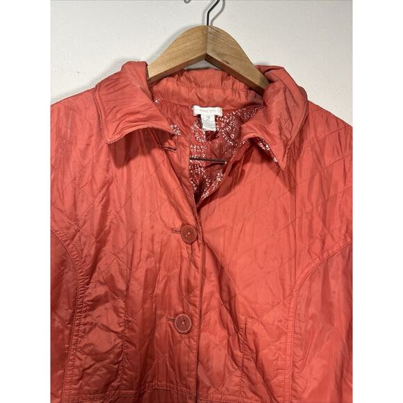 Chico's 2 chicos Large Mauve Aztec Quilted Button Reversible Puffer Jacket - Picture 6 of 8